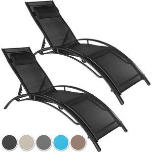 Set Of 2 Sun Loungers Weather Resistant Adjustable Backrest