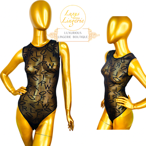 Logomania String Body By Wolford S Black Transparent with Logo Design ...
