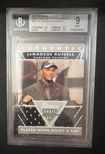 2007 Bowman Draft Day Relics JaMarcus Russell BGS 9 RC Jersey-Cap /25