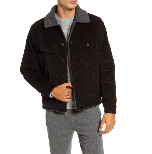 Vince Faux Fur Lined Corduroy Trucker 