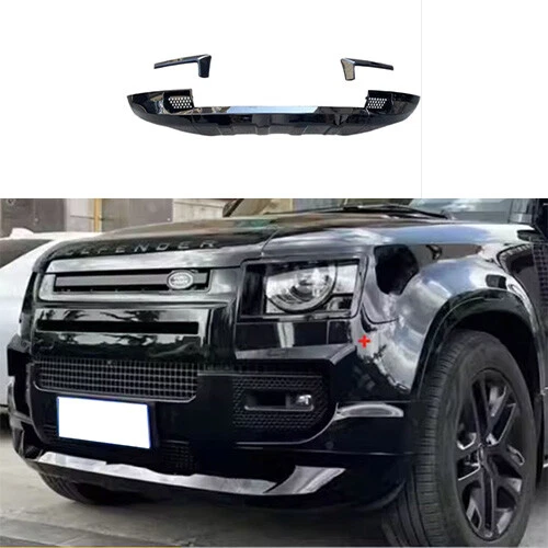 Kit de carrocería alerón labial parachoques delantero negro brillante para Land Rover Defender 2020-2023