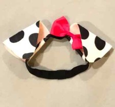 Baby Dalmatian with Pink Bow Ear Elastic Headband Puppy Dog costume dalmation