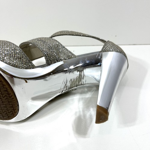 Gr. 8 Michael Kors glitzernde silberne High Heel Schuhe. Glitzernde Stiletto Sandalen. - Bild 14 von 16