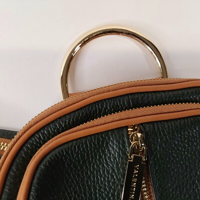 VALENTINA Convertible Green And Black Leather Handbag VALENTINA Pebbled Leather Convertible Crossbody/HandBag NWT  main image 2