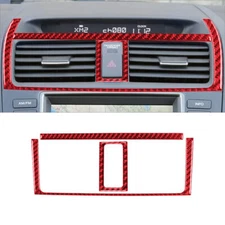 3Pcs For Honda Accord Sedan 2004-07 Red Carbon Fiber Central Air Vent Cover Trim