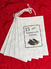 Reusable Funny Print 5 Food Storage Bags Unbleached Cotton Size 11.5 X 8 NWOT(3)