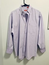 Izod Mens Lavender Sz Large Long Sleeves Collared Button Down Shirt