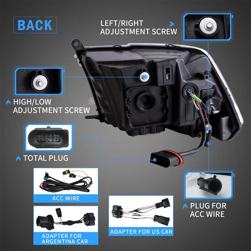 VLAND LED Reflector Headlights For 2009-2018 Dodge RAM 1500 2500 3500 Animation - Bild 5 von 12