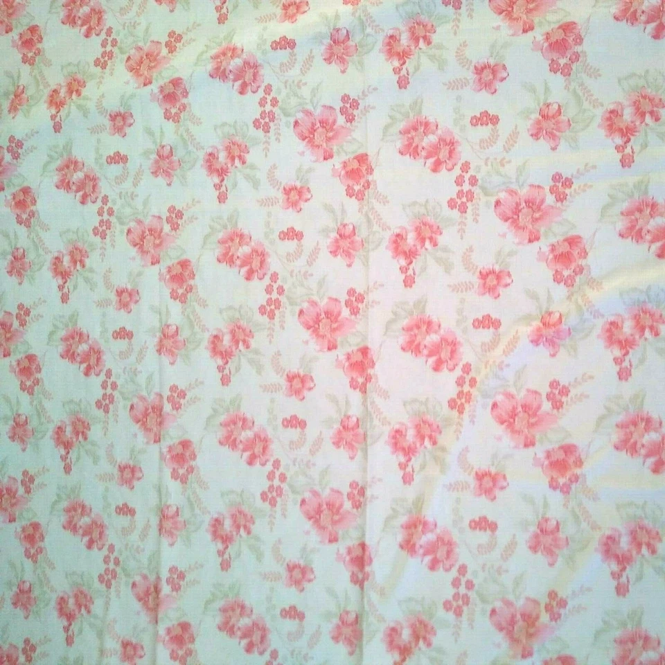 Lightweight Pink Floral Fabric Wild Rose Textured Cottage 57 x 36 Farmhouse  - Image 3 of 4
