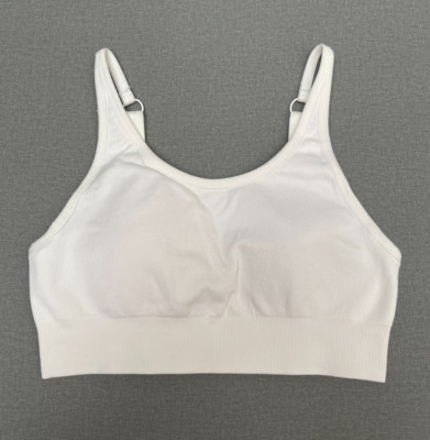 Pro-Fit Sportswear Ribbed Seamless Padded Sports Bra Size M White