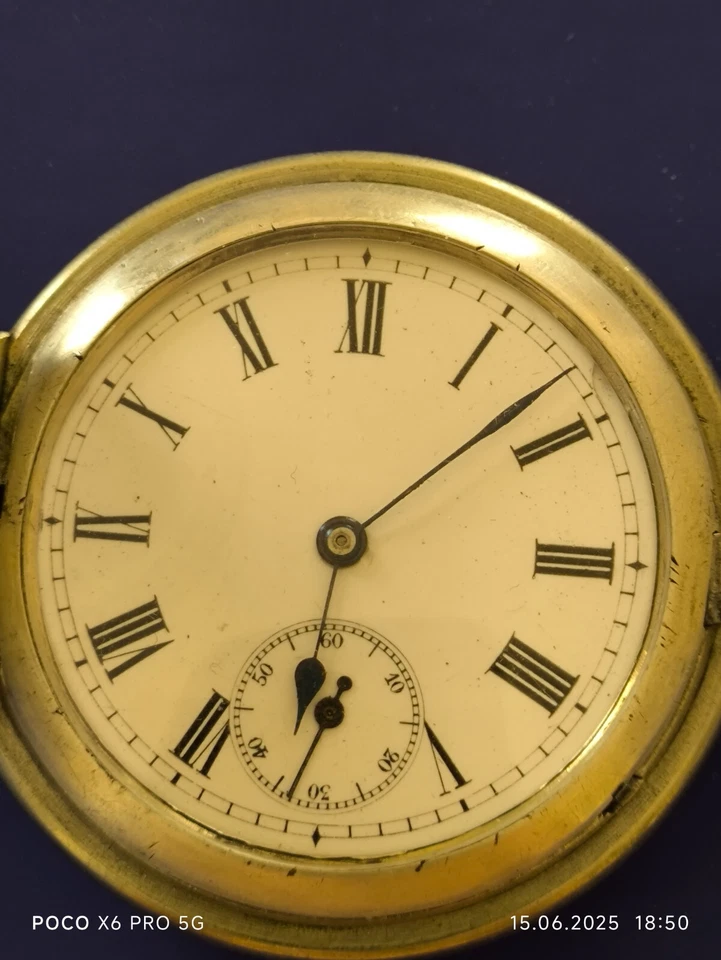 Pocket watcha with a picture of a horse nielloed metal Antique 52mm working. - Image 3 of 4