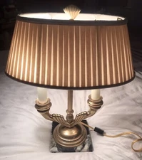 Vtg Fredrick Cooper Bronze And Marble Table Lamp Brass Signed 19 1/2” Tall