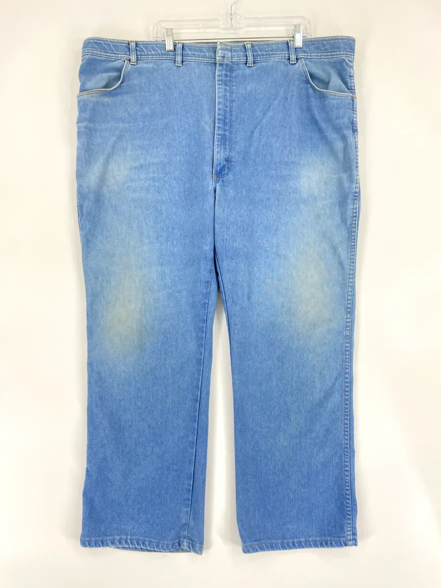 Wrangler Men's Jeans Size Tag Actual 48Wx28L Blue Light Wash Work Flaw | eBay