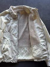 Vintage 80s Campus Outerwear Fur Lined Quilted Talon Zip Up Bomber Jacket Ivory