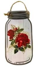 Beautiful RED ROSES Pictured on a 4"x8" Mason Jar Shaped