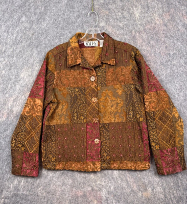 Keren Hart Jacket Women Large Tapestry Artsy Patch Brocade Grandmacore Lagenlook