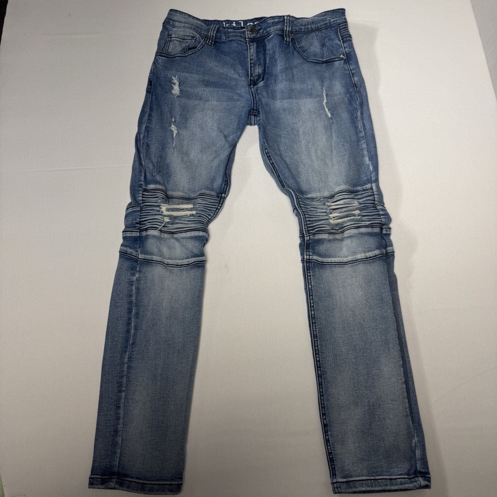 Kilogram Jeans Men 36x30 Blue Denim Distressed Slim Fit