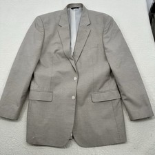 croft and barrow mens Sports Coat Tan Check 44 Long M3 Cotton Blend