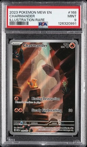 2023 POKEMON MEW EN-151 ILLUSTRATION RARE #168 CHARMANDER PSA 9