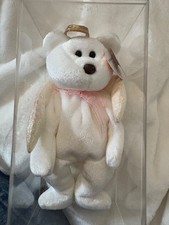 Ty Beanie Babies Halo the Angel Bear Toy RARE in clear case