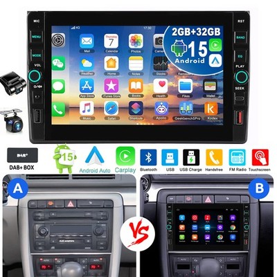 DAB+ Android 15 Autoradio Carplay GPS Navi BT Für Audi A4 8E 8H B6 B7 2000-2009