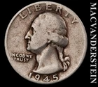 1945 Washington Quarter- Silver- Scarce Better Date- No Reserve #L6933