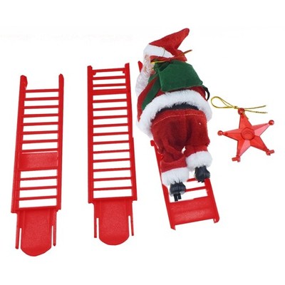 Cheerful Santa Electric Ladder for Doll Way Up Ladder Red Suit Climbs White