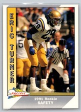 1991 Pacific Eric Turner #537 Cleveland Browns Rookie RC Safety NFL Card. rookie card picture