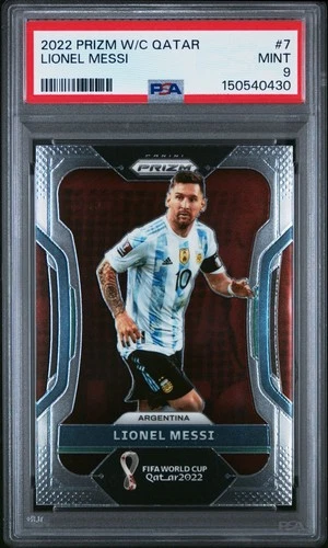 2022 PANINI PRIZM WORLD CUP QATAR #7 LIONEL MESSI ARGENTINA MINT PSA 9