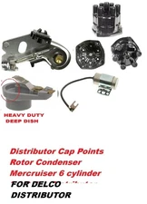  Mercruiser 6 cylinder Distributor Cap Points Rotor Condenser for Delco Distrib