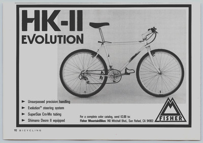 Print Ad 1989 Fisher HK-II Evolution Mountain Bike San Rafael California