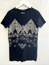 ZARA Collection Black Textured Knit Embroidered Shift Mini Dress Size M