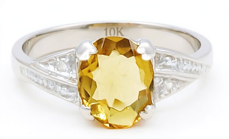 GENUINE 2.24 Cts YELLOW TOPAZ & DIAMONDS RING SOLID 10K GOLD - Free Appraisal