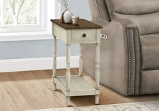 Traditional 2-Tier Narrow End Side Accent Table w/ Drawer