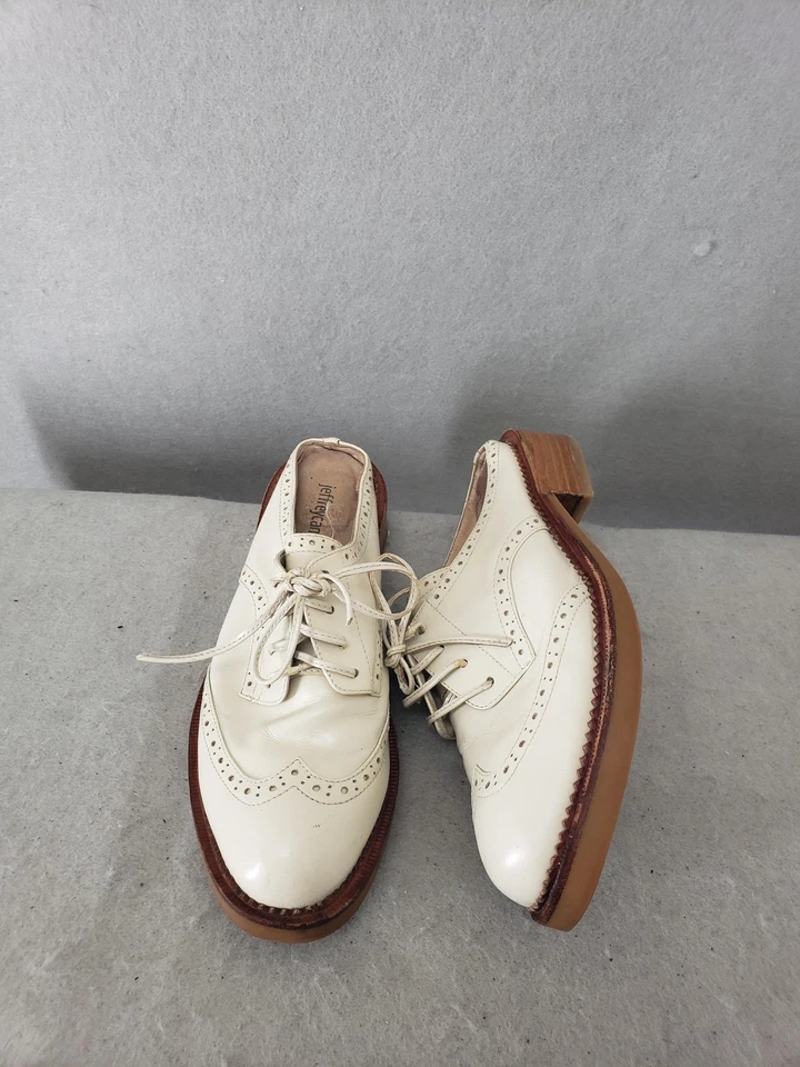 Jeffrey Campbell Women Sandals 6.5 White Wingtip Slip On Lace Up Leather Shoes - Image 4 of 4