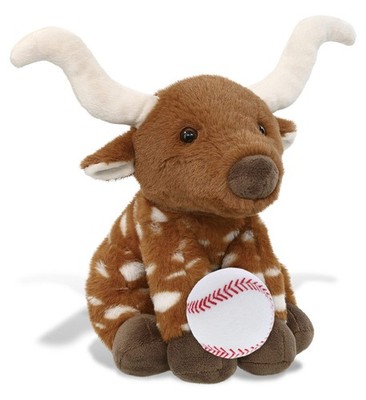 SUPER SOFT PLUSH - FLOPPY LONGHORN 10'' WITH BASEBALL PLUSH