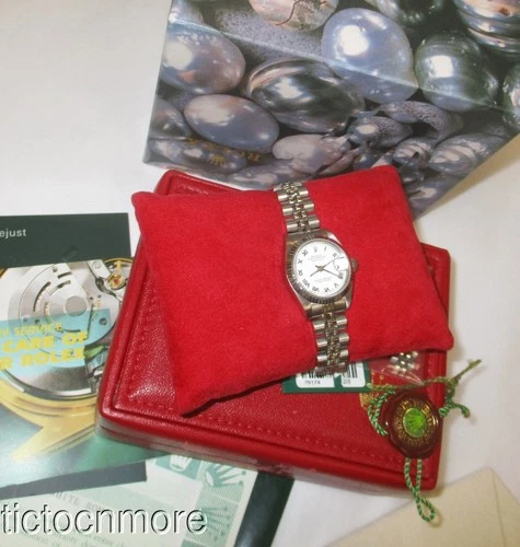 VINTAGE ROLEX OYSTER DATEJUST WATCH 79174 SS WHITE ROMAN DIAL BOX PAPERS