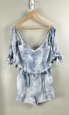 American Eagle Outfitters NWT Sz M Tall Tie Dye Tassel Cold Shoulder Romper