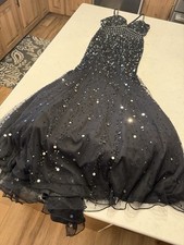 Flair Woman  s Size 10 Black Mermaid Style w/ full sequenced Formal Evening Gown