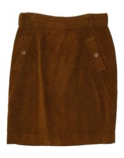 VINTAGE Womens Pencil Skirt UK 14 Large W32 Brown Cotton AI05