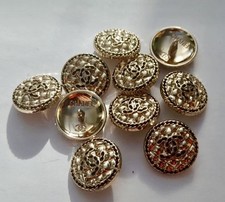 Chanel Button Set of 16 Size 23 mm Round, Gold And Black ,  Metal