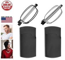 Metal Compact Folding Anti-Blue Light Reading Glasses W/ Carrying Case Pocket