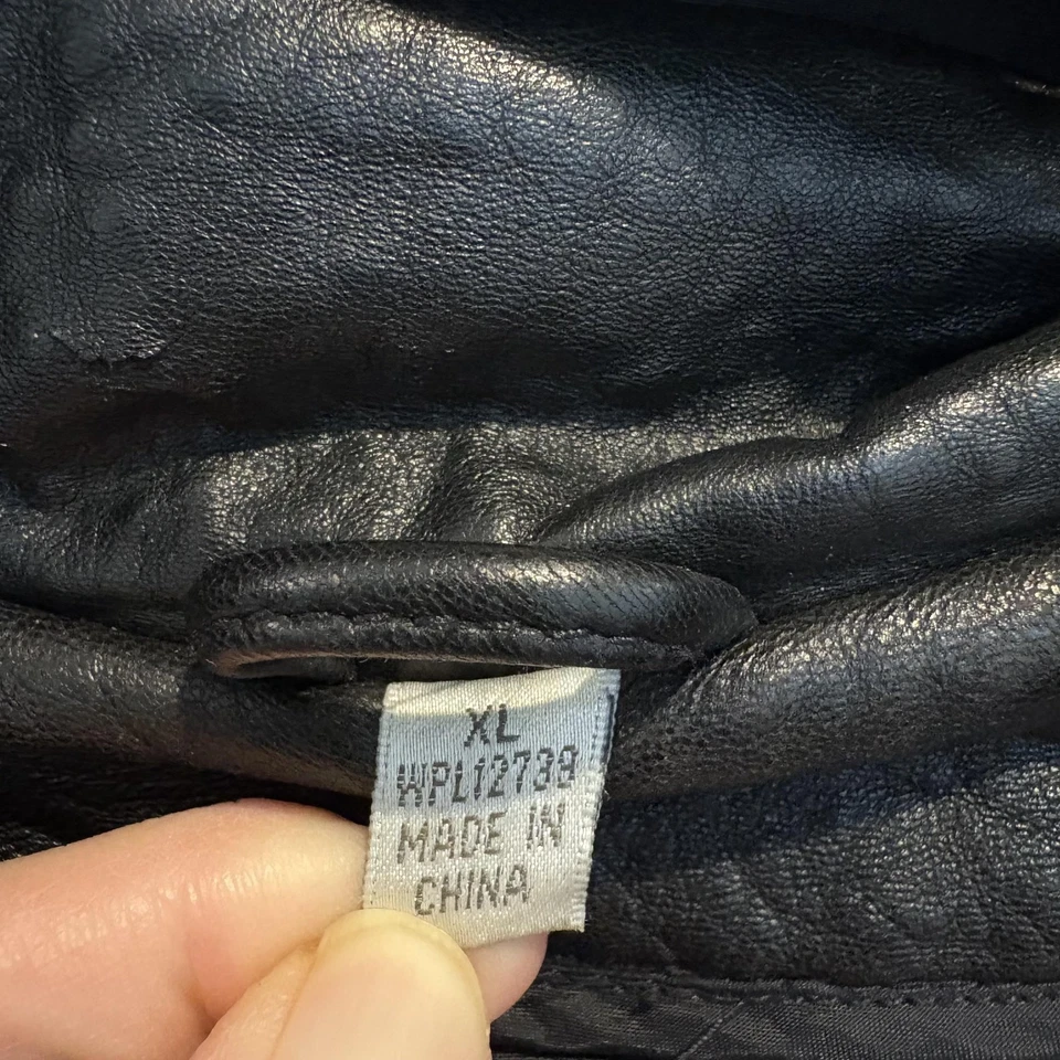 Vtg Charles Klein Genuine Leather Coat Men XL Black Faux Fur Collar Zip Liner - Image 3 of 4