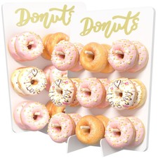 CORTNK Wooden Donut Wall Display Stand - Holds 18 Donuts - Party, Wedding, Baby