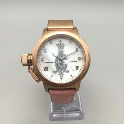 Christian Audigier Womens Watch 42mm Pink Leather Gold Tone  display picture 2
