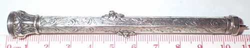 antique Silver Victorian propelling 2 way pencil with inset stone - Picture 3 of 4