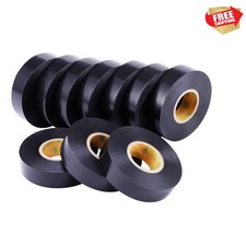 10-Pack Black Electrical Tape Waterproof, 3/4 in x 66ft, Industrial Grade / L...