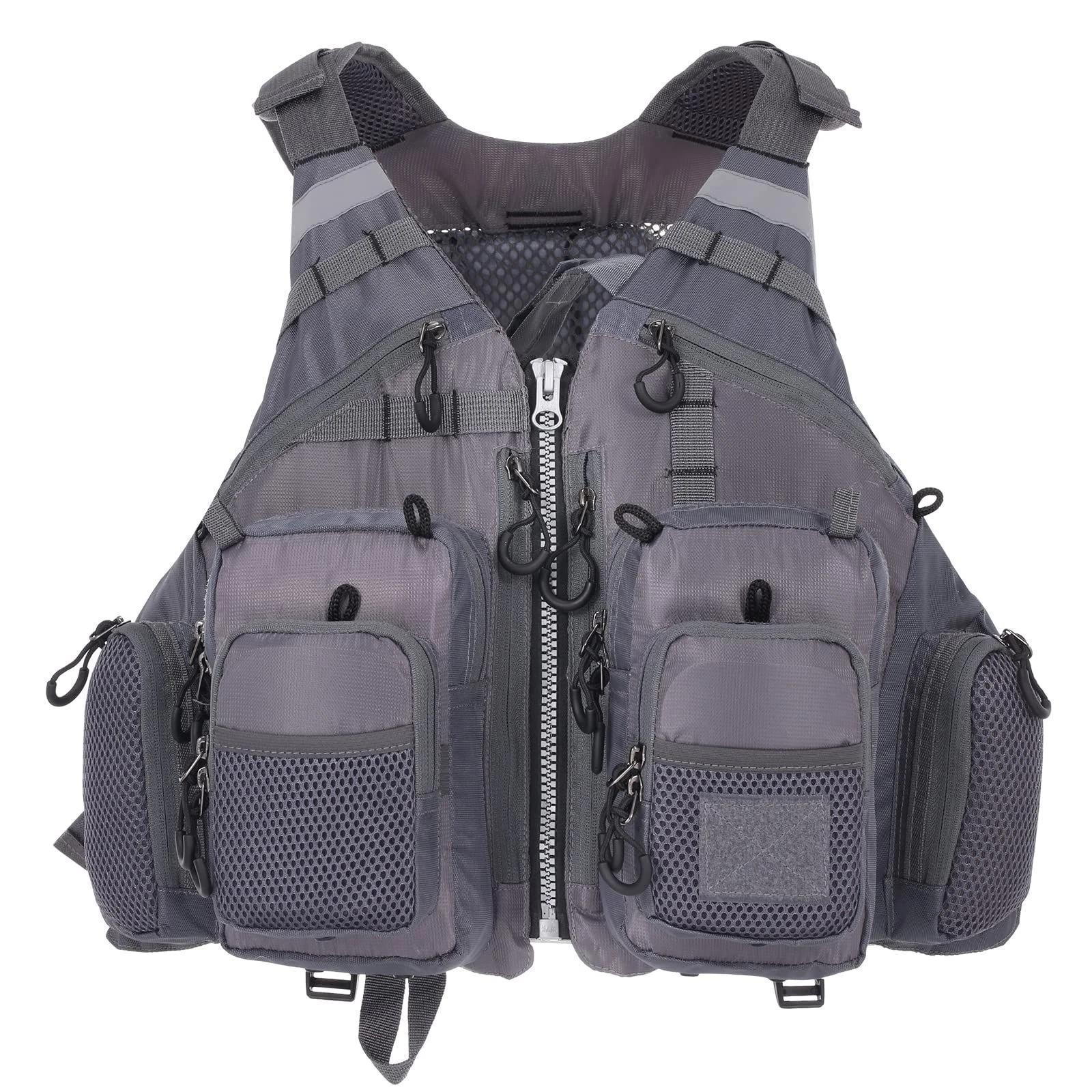 LIXADA Fly Fishing Vest Multi Pocket Adjustable Jacket Grey