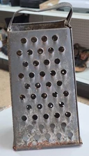 Vintage Rustic Metal Box Cheese Grater With Handle Multi-Sided Farmhouse Kitchen