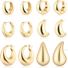 6 Pairs Gold Hoop Earrings Set for Women, 14K Gold Plated Hypoallergenic Lightwe